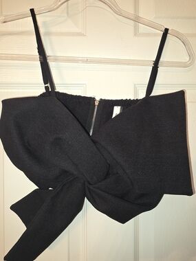 glam Black Twist-Knot Crop Top with Adjustable Straps